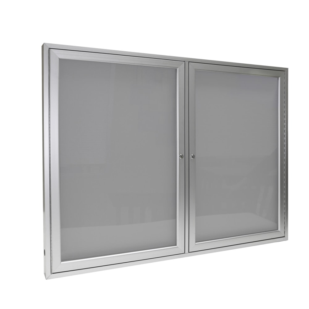 Ghent 2 Door Enclosed Vinyl Bulletin Board, Satin Aluminum Frame, 36inH x 48inW, Silver MPN:PA23648VX-193