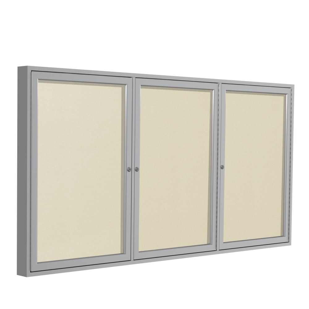 Ghent 3-Door Enclosed Vinyl Bulletin Board, 48in x 96in, Aluminum Frame, Ivory MPN:PA34872VX-185