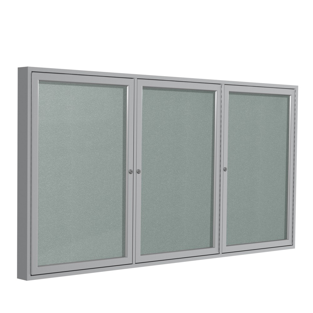 Ghent 3 Door Enclosed Vinyl Bulletin Board, Satin Aluminum Frame, 48inH x 72inW, Silver MPN:PA34872VX-193