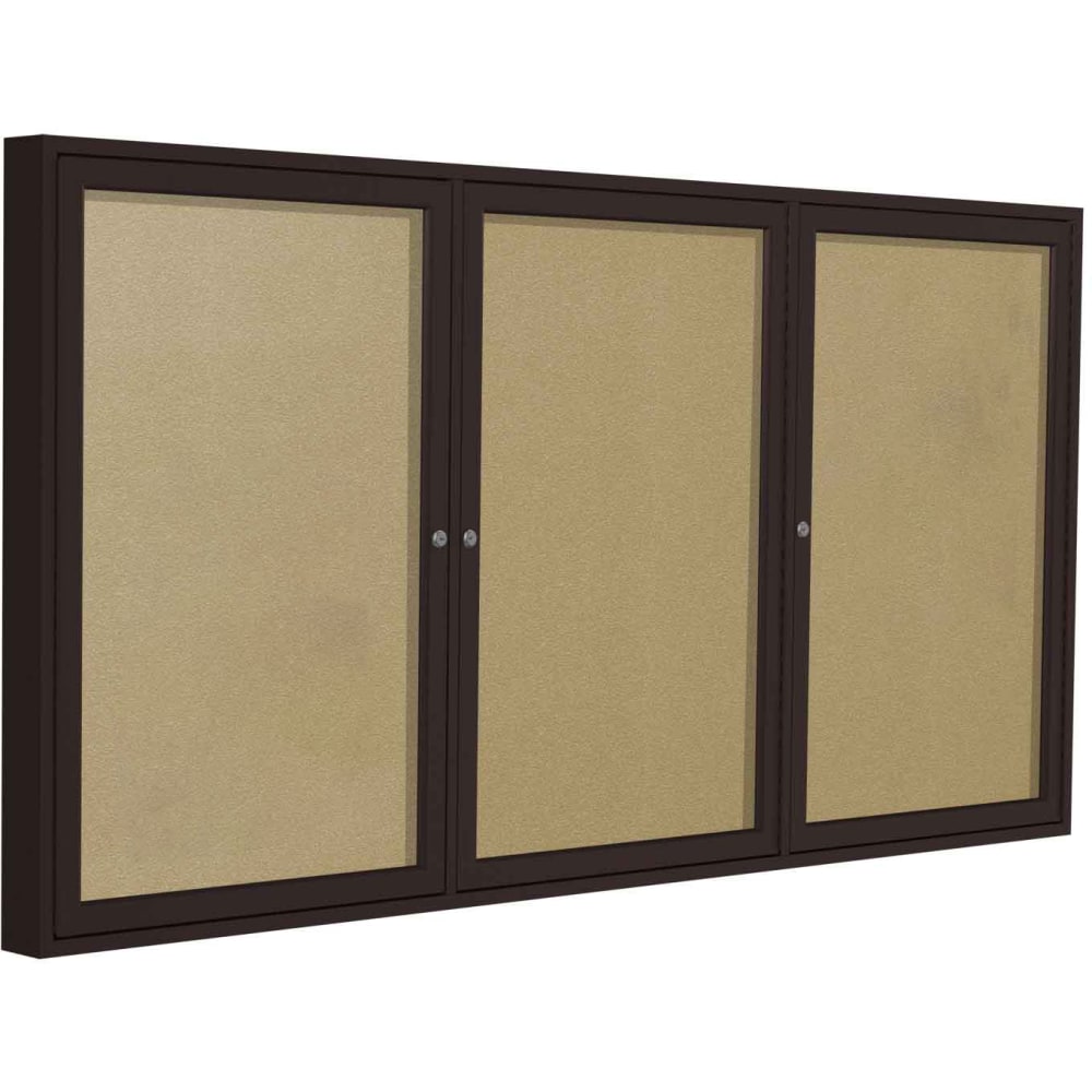 Ghent Enclosed Vinyl Bulletin Board, 48in x 72in, Caramel, Bronze Aluminum Frame MPN:PB34872VX-181