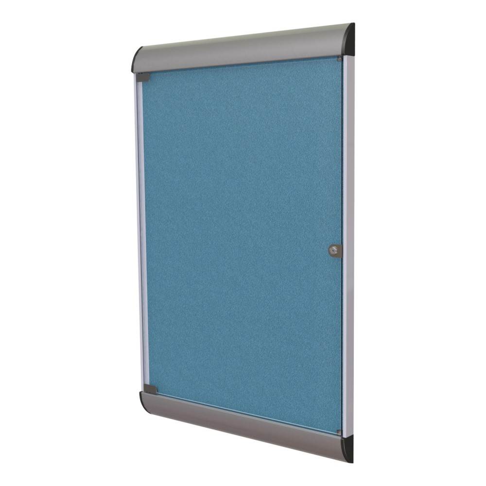 Ghent Silhouette 1 Door Enclosed Vinyl Bulletin Board, Satin Aluminum Frame, 48inH x 24inW, Ocean MPN:SILH20415