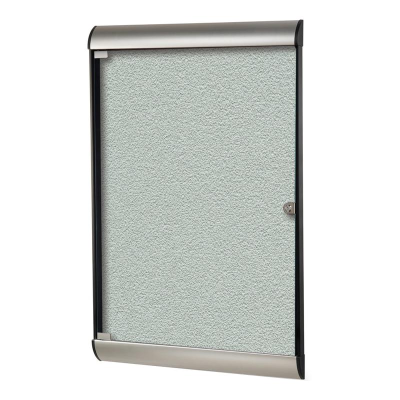 Ghent Silhouette 1-Door Enclosed Bulletin Board, Vinyl, 42-1/8in x 27-3/4in, Silver, Satin Black Aluminum Frame MPN:SILH20416