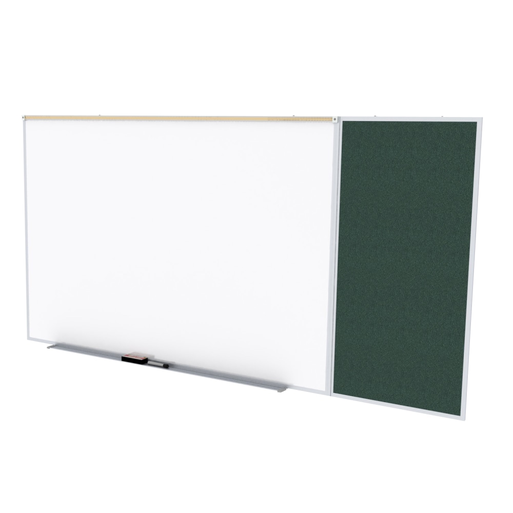Ghent Combination Magnetic Dry-Erase Board, Porcelain, 48-1/2in x 96-5/8in, White, Silver Aluminum Frame MPN:SPC48C-V-183