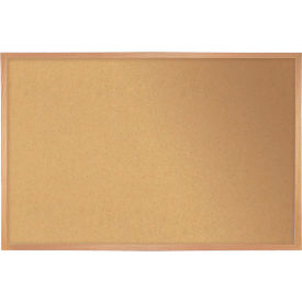 Ghent 4' x 5' Bulletin Board - Natural Cork - Oak Wood Frame WK45