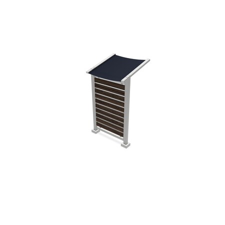 63''W x 105''H Preserve, Single Unit, Glass, Walnut Slat Wall, Anodized Silver Frame, Navy Awning MPN:PSV1FGSSILNVYWAL