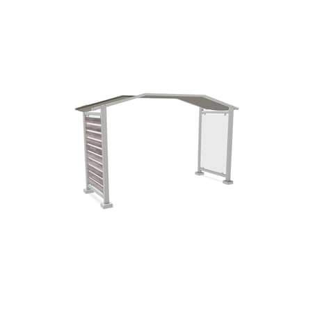 178''Wx105''H Preserve, Canopy Unit, Glass, Walnut Slat Wall, Anodized Silver Frame, Cadet Grey Awning MPN:PSV3FGSSILGRYWAL