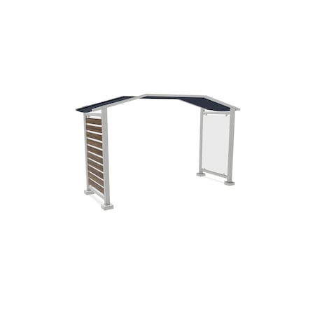 178''W x 105''H Preserve, Canopy Unit, Glass, Walnut Slat Wall, Anodized Silver Frame, Navy Awning MPN:PSV3FGSSILNVYWAL