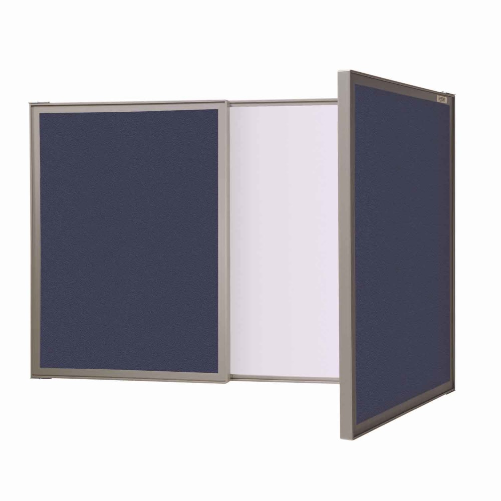 Ghent VisuALL PC Fabric Non-Magnetic Bulletin Board, 24in x 36in, Blue, Satin Aluminum Frame MPN:41301