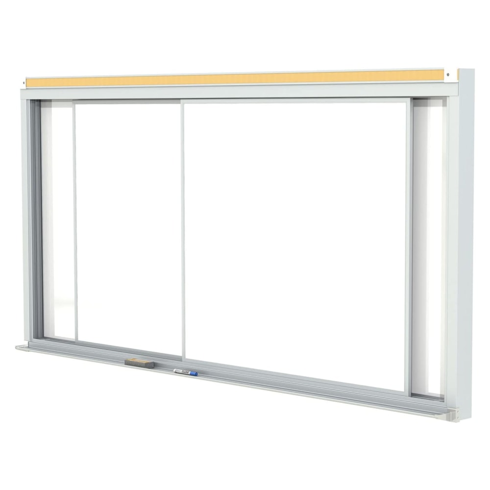 Ghent Horizontal Sliding Panel Magnetic Dry-Erase Whiteboard, Porcelain, 48in x 120in, White, Satin Aluminum Frame MPN:HSM2-410
