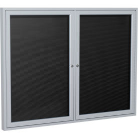 Ghent Enclosed Letter Board - Outdoor / Indoor - 2 Door - Black Letterboard w/Silver Frame - 36