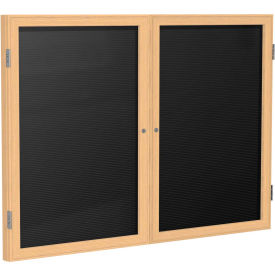 Ghent Enclosed Letter Board - 2 Door - Black Letterboard w/Oak Frame - 48