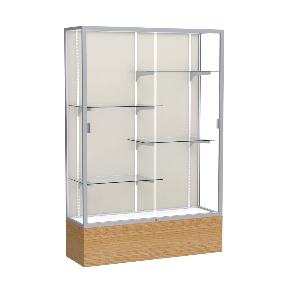 Waddell Reliant 4-Shelf Floor Display Case, 72inH x 48inW x 16inD, Natural Oak Base/Satin Finish MPN:2074PB-SN-AK