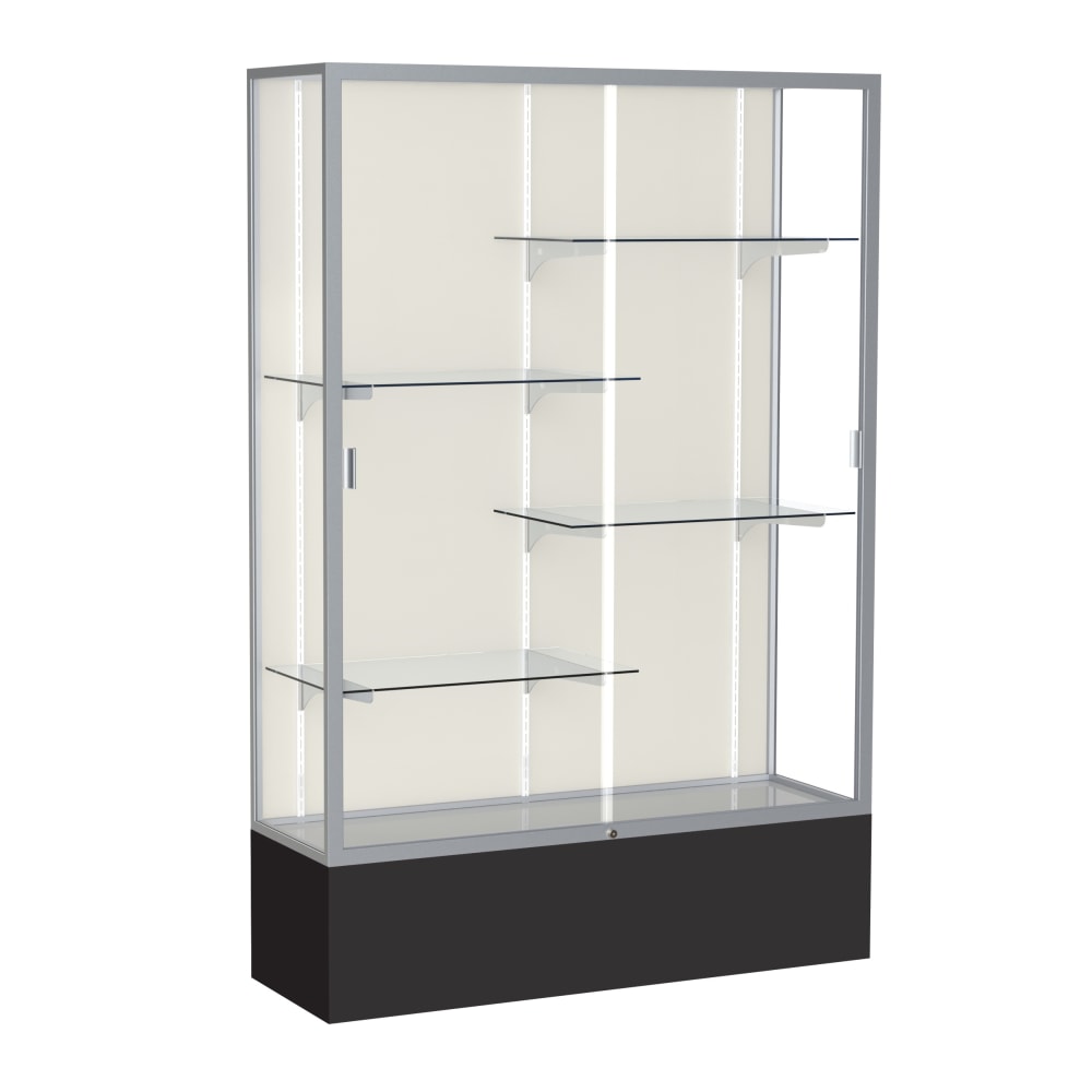Waddell Spirit 4-Shelf Floor Display Case, 72inH x 48inW x 16inD, Black Base/Satin Finish MPN:374PB-SN-BK
