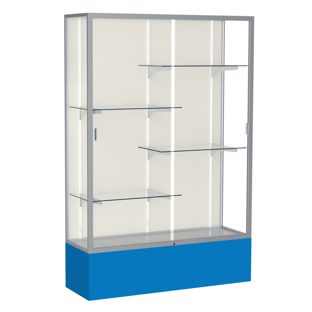 Waddell Spirit 4-Shelf Floor Display Case, 72inH x 48inW x 16inD, Royal Blue Base/Satin Finish MPN:374PB-SN-RY
