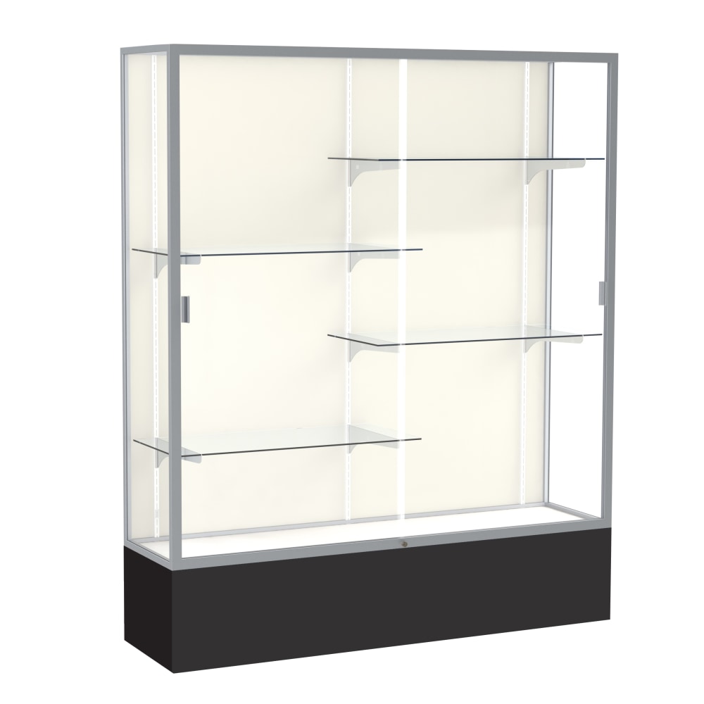 Waddell Spirit 4-Shelf Floor Display Case, 72inH x 60inW x 16inD, Black Base/Satin Finish MPN:375PB-SN-BK