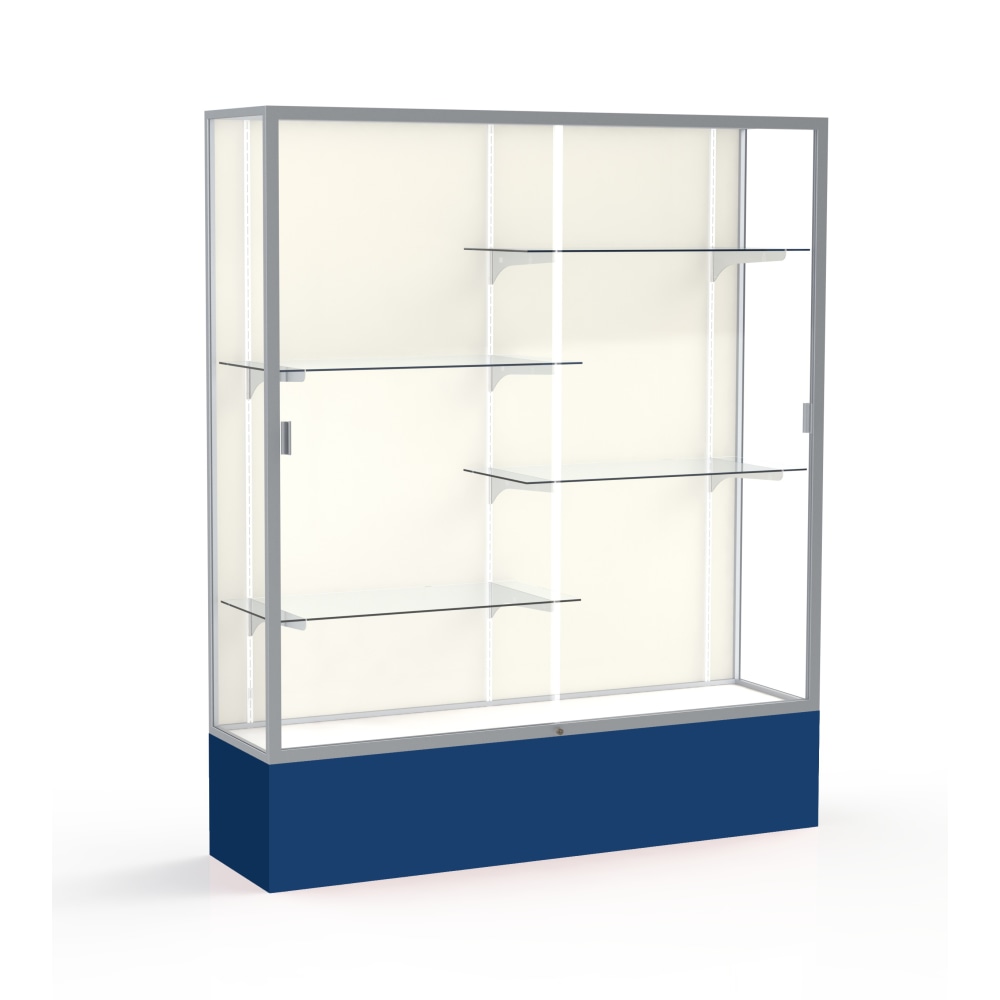 Waddell Spirit 4-Shelf Floor Display Case, 72inH x 60inW x 16inD, Navy Base/Satin Finish MPN:375PB-SN-NY