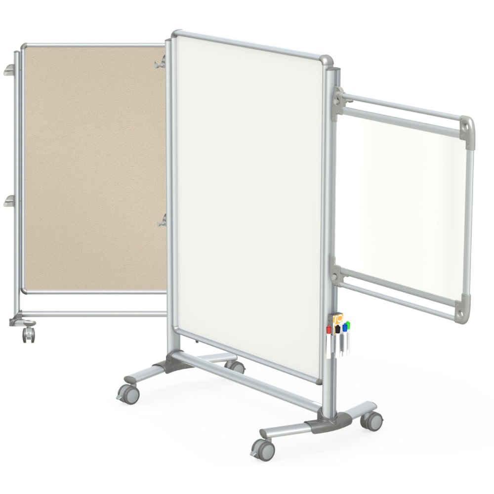 Ghent Nexus Mobile Partition 2-Sided Whiteboard/Fabric Bulletin Board, 77-1/8inH x 52-3/8inW x 21-3/8inD, White/Teal MPN:NEX224MFP-97