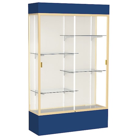 Lighted Floor Display Case 48x80x16, Plaque MPN:3174PB-GD-NY