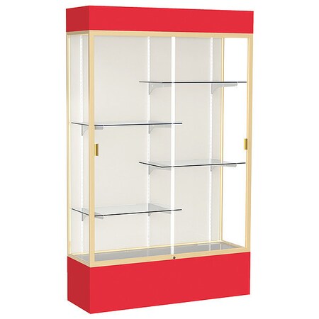 Lighted Floor Display Case 48x80x16, Plaque MPN:3174PB-GD-RD