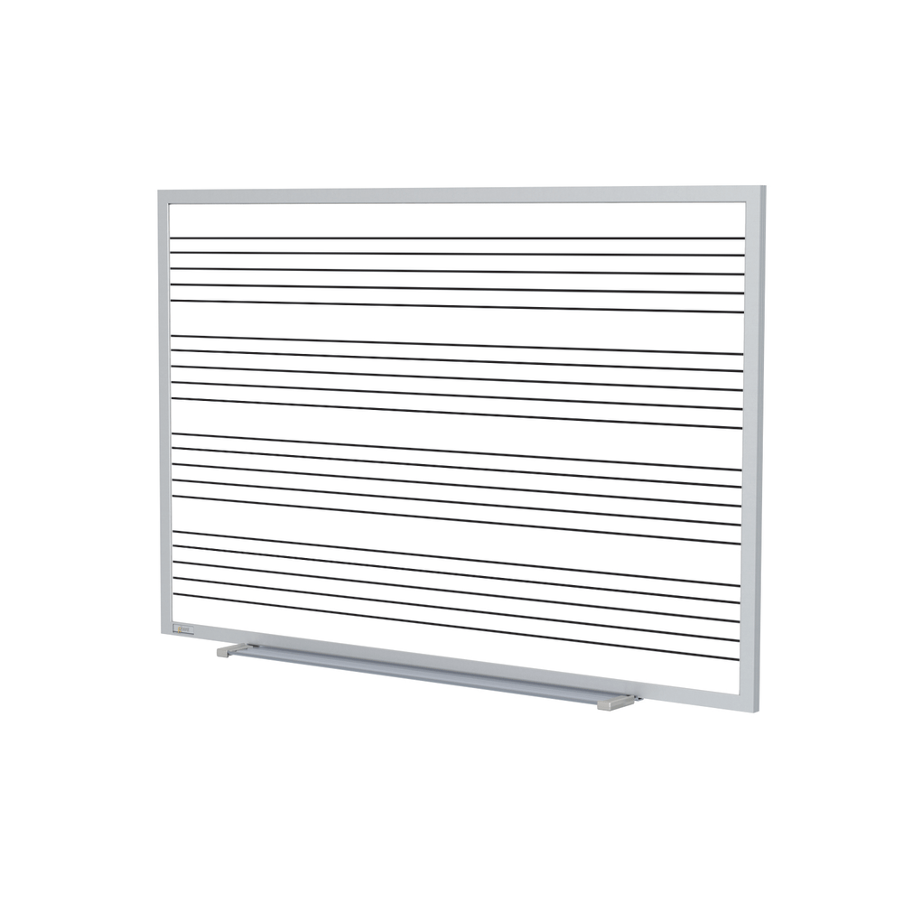 Ghent M1-Style Magnetic Dry-Erase Whiteboard With Music Staff, Porcelain, 48-1/2in x 72-1/2in, White, Satin Aluminum Frame MPN:GM1-46-MS