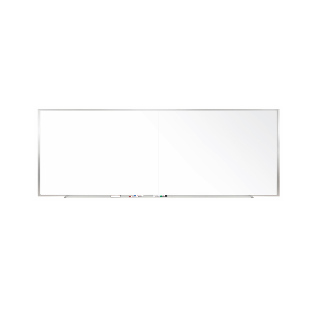 Ghent 2-Piece M1 Porcelain Magnetic Whiteboard, 48-1/2in x 176in, White, Satin Aluminum Frame MPN:M1-415-4-2P