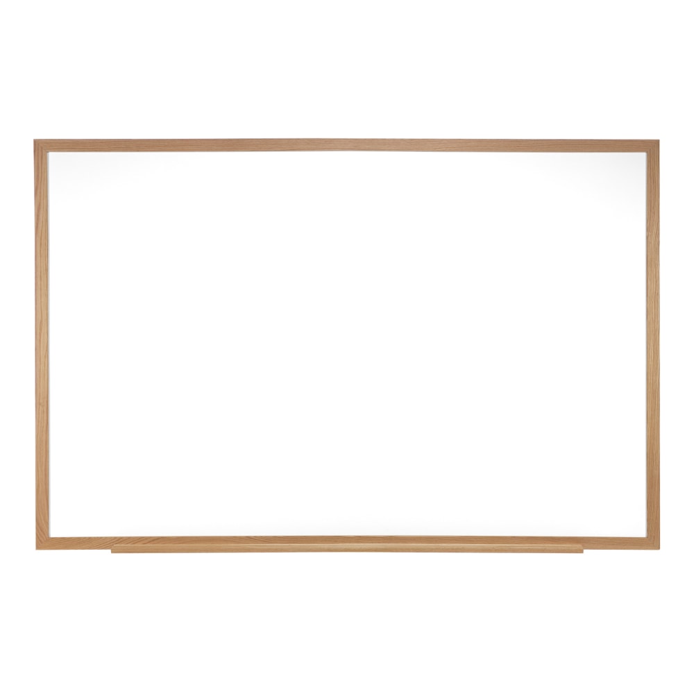 Ghent M1W Magnetic Dry-Erase Whiteboard, Porcelain, 48 1/2in x 96 1/2in, Oak Wood Frame, Natural Finish MPN:M1W-48-4