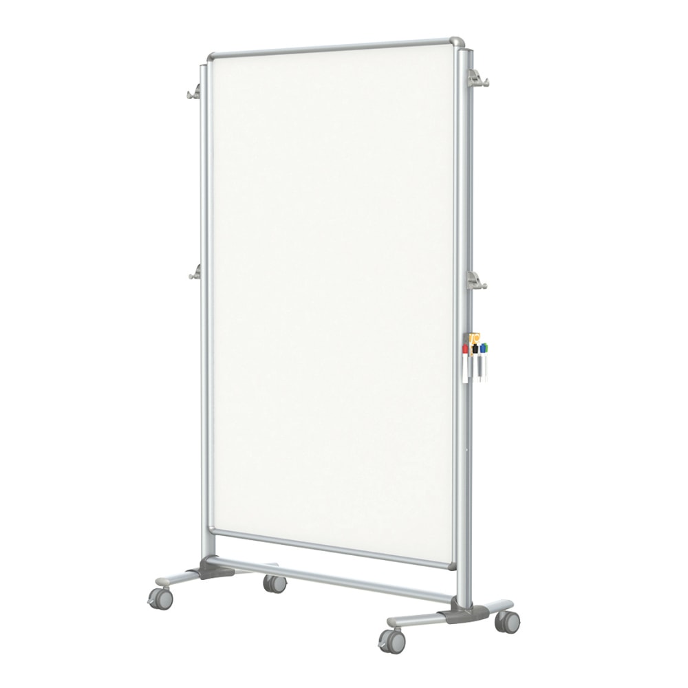 Ghent Nexus Jr. Partition Mobile Porcelain Magnetic Double-Sided Dry-Erase Whiteboard, 76 1/8in x 52 3/8in, Aluminum Frame With Satin Silver Finish MPN:NEX224MMP