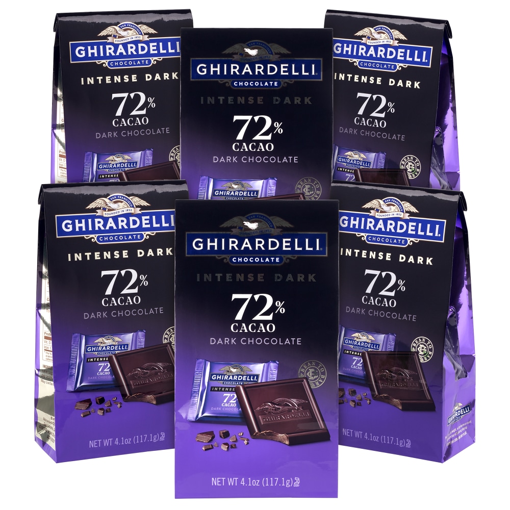 Ghirardelli Dark Chocolate 72% Intense Dark Squares, 4.1 Oz, Total Qty 6 MPN:41420