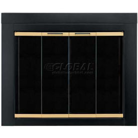 Pleasant Hearth Arrington Fireplace Glass Door Black With Gold Trim AR-1020 37-1/2