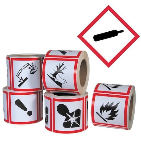 GHS Label, 4 in H, 4 in W, Paper, PK500 MPN:GHS1258