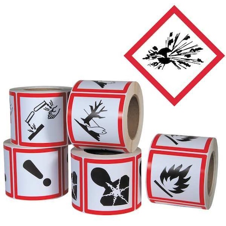 GHS Label, 4 in H, 4 in W, Paper, PK500 MPN:GHS1259