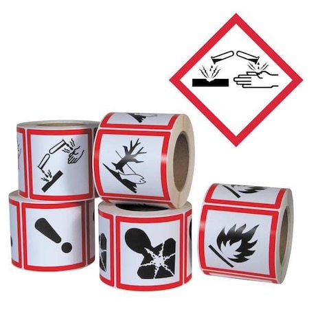 GHS Label, 4 in H, 4 in W, Paper, PK500 MPN:GHS1260