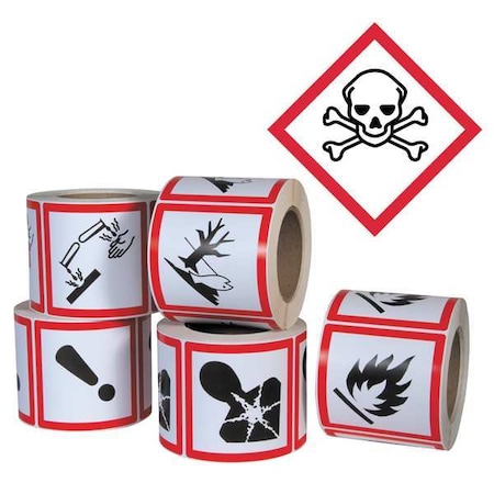 GHS Label, 4 in H, 4 in W, Paper, PK500 MPN:GHS1264