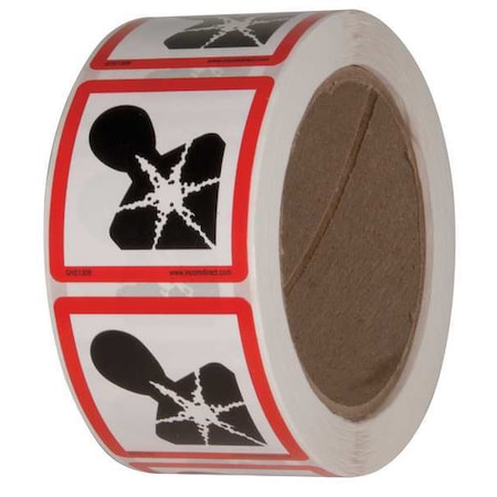 Safety Label, 2 in. W x 2 in. H, PK500, GHS1308 MPN:GHS1308