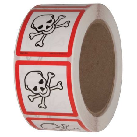 Safety Label, 2 in. W x 2 in. H, PK500, GHS1310 MPN:GHS1310
