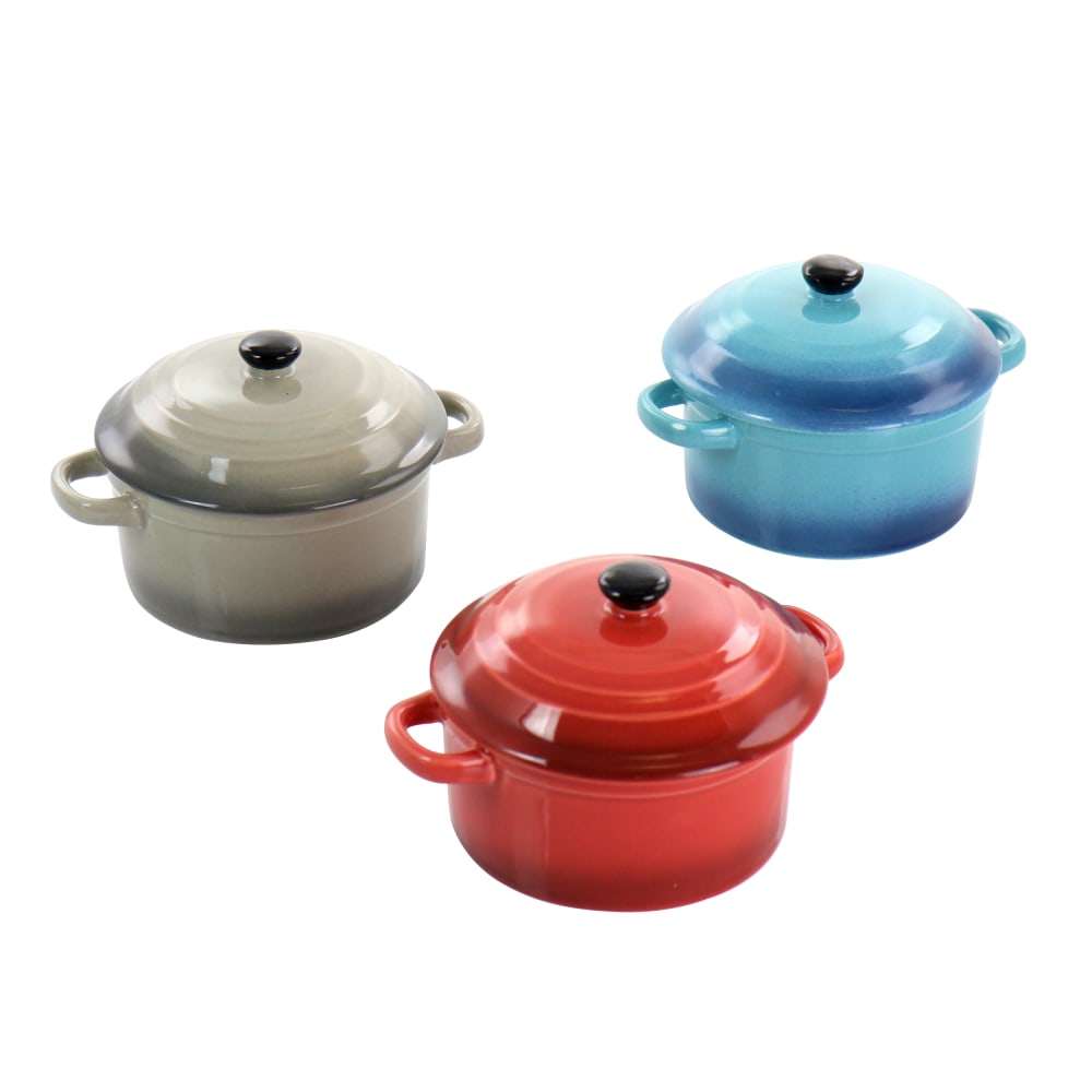 Crock-Pot Pembury 3-Piece Stoneware Casserole Dish Set, 9.6 Oz, Assorted Colors MPN:995111868M