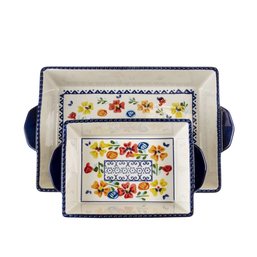Gibson Elite Luxembourg 2-Piece Stoneware Rectangular Bakeware Set, Blue MPN:995112678M