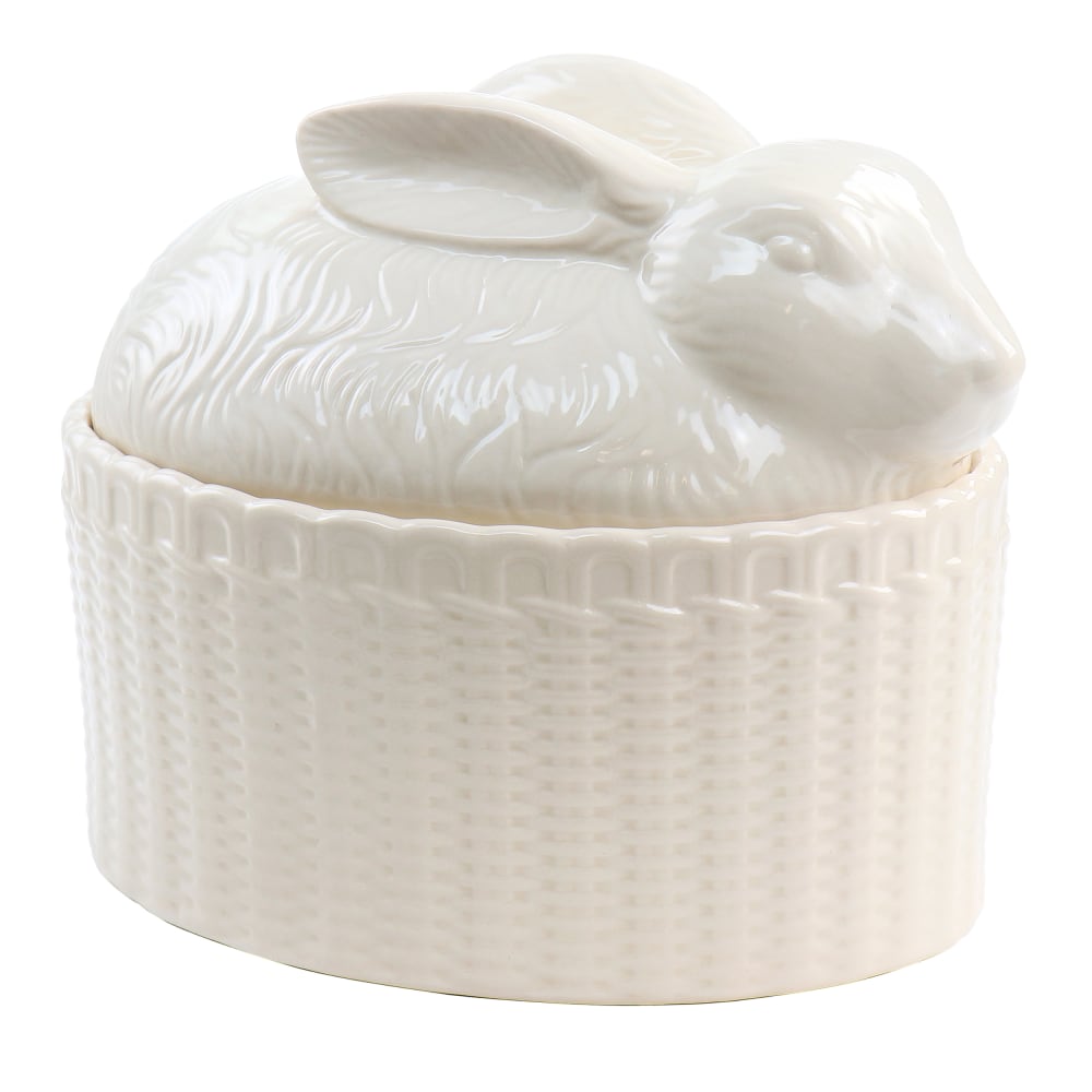 Martha Stewart Stoneware Sculpted Bunny Covered Oval Baker, 9in, Cream MPN:995116947M
