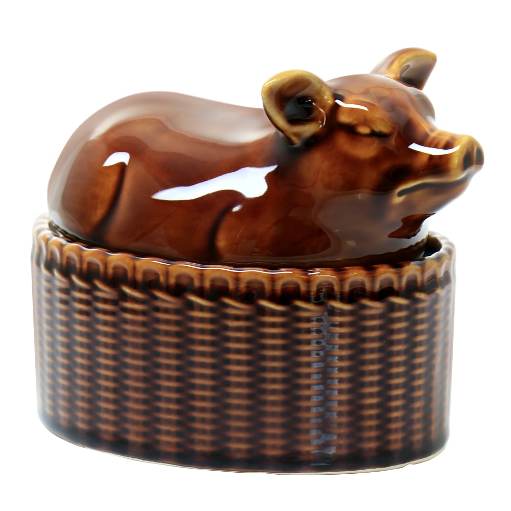 Martha Stewart Stoneware Sculpted Pig Covered Oval Baker, 6in, Brown MPN:995116955M