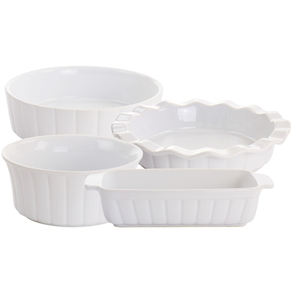 Gibson Elite Stoneware Gracious Dining 4-Piece Bakeware Set, White MPN:995118067M