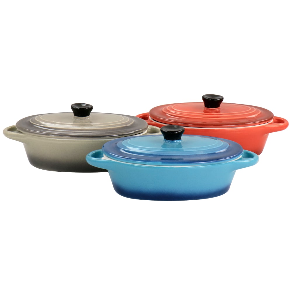 Crock-Pot Wexford 3-Piece Stoneware Mini Oval Casserole Set, Assorted Colors MPN:995118096M