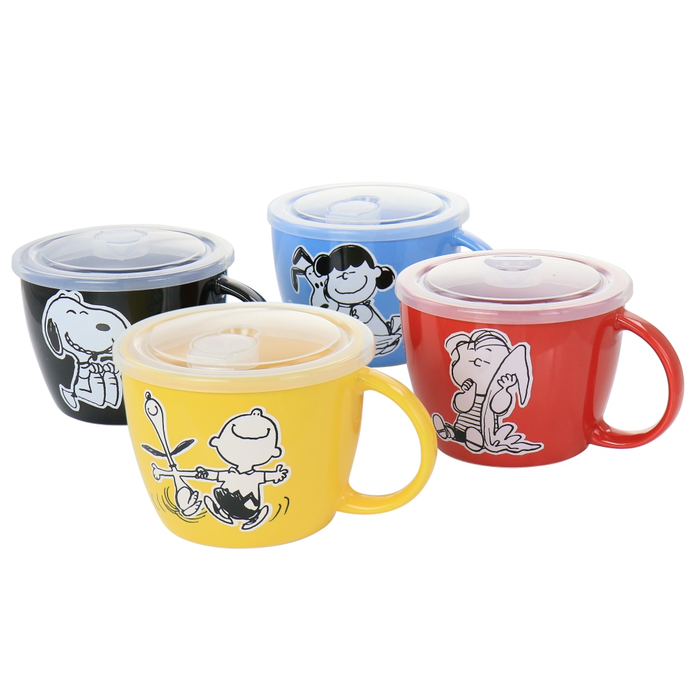 Gibson Peanuts 70th Anniversary 4-Piece Stoneware Soup Bowl Set With Vented Lids, 23.5 Oz, Assorted Colors MPN:995115919M