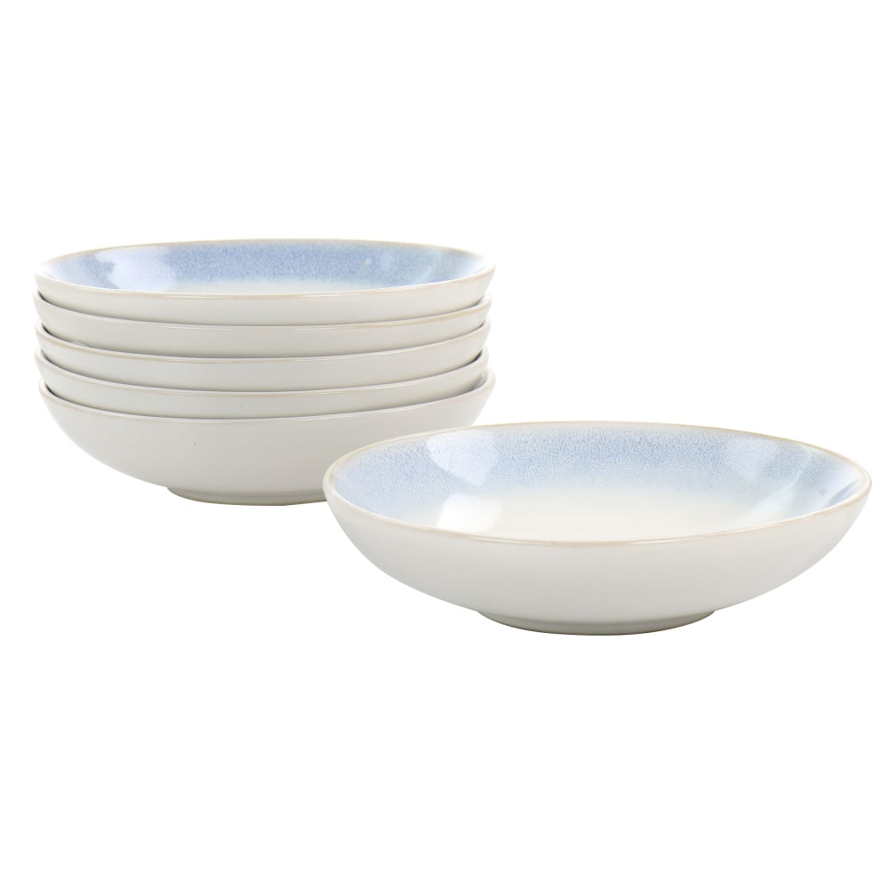 Martha Stewart Stoneware 6-Piece Dinner Bowl Set, 8-1/4in, Blue Rim MPN:995116349M