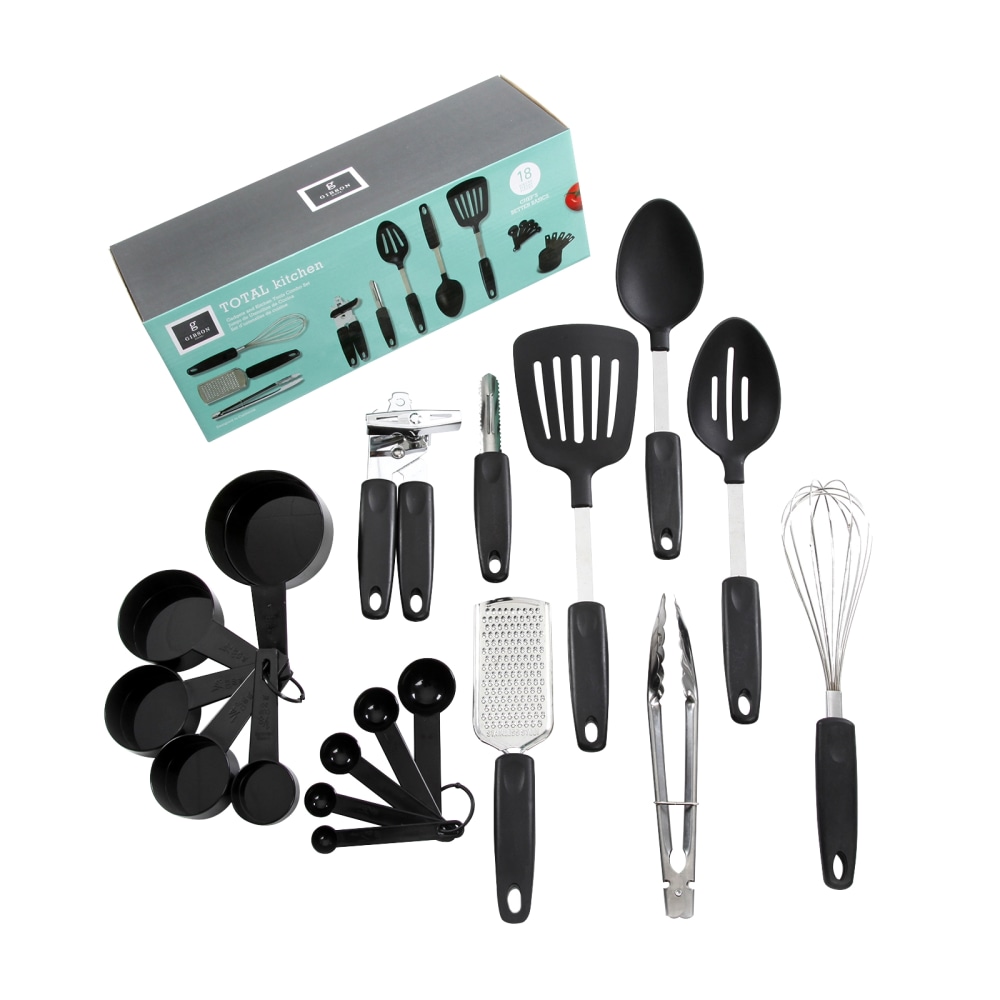 Gibson Home Total Kitchen Chefs Better Basics Gadgets And Tools Combo Set, Black, Set Of 18 Pieces MPN:99586817M