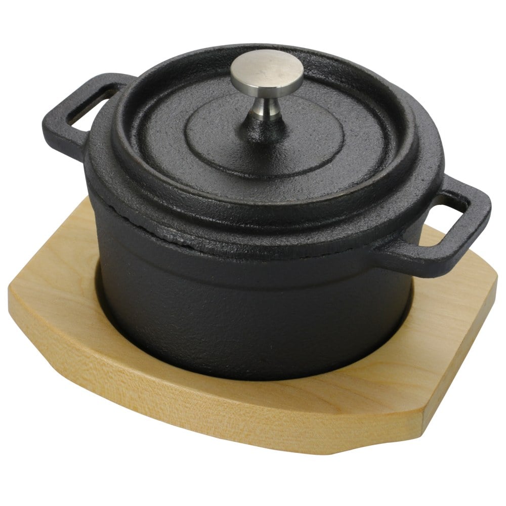 Gibson Home Campton Mini Round Cast Iron Casserole Dutch Oven, 0.3 Qt, Black MPN:995105752M