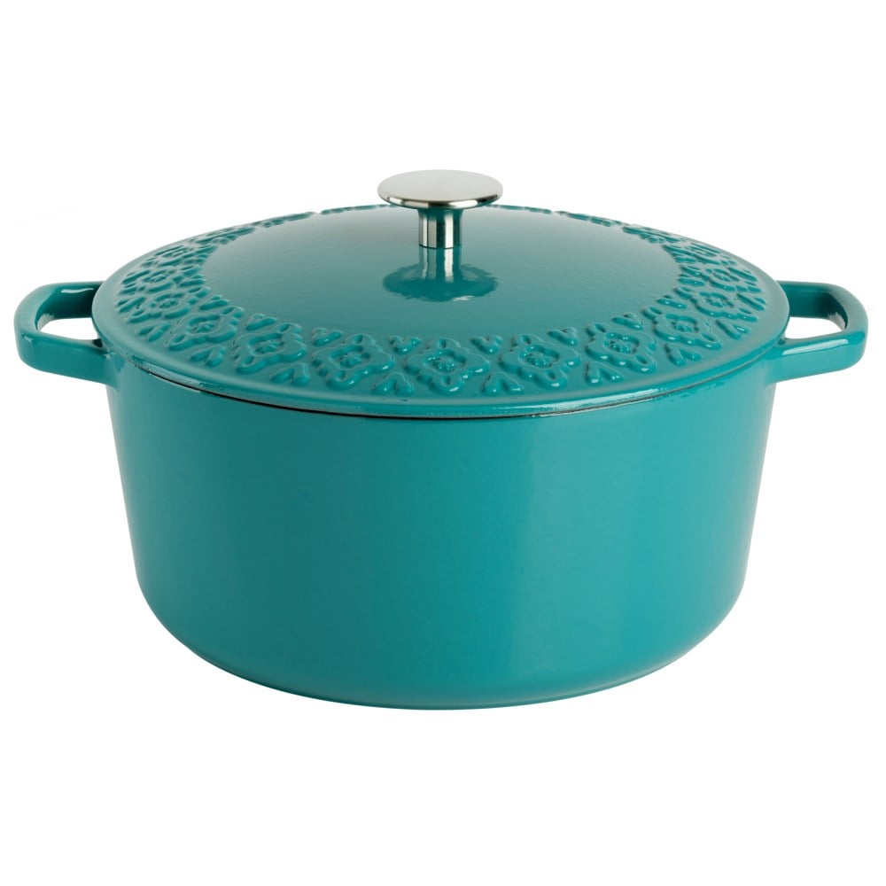 Spice by Tia Mowry Savory Saffron 6-Quart Enameled Cast Iron Dutch Oven, Teal MPN:995118376M