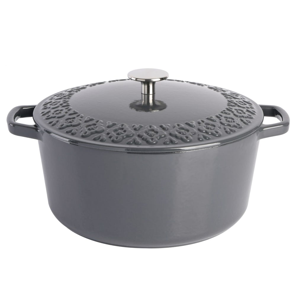 Spice by Tia Mowry Savory Saffron 6-Quart Enameled Cast Iron Dutch Oven, Charcoal MPN:995118381M
