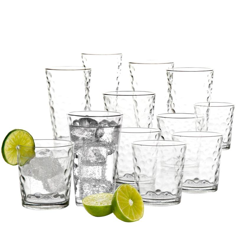 Gibson Home Great Foundations 16-Piece Tumbler And Double Old Fashioned Glass Set, 16 Oz/13 Oz, Bubble Pattern, Clear MPN:995100103M
