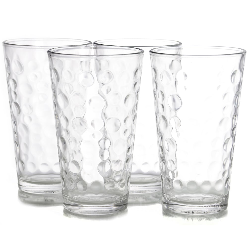 Gibson Home Great Foundations 4-Piece Tumbler Set, 16 Oz, Bubble Pattern, Clear MPN:995100105M