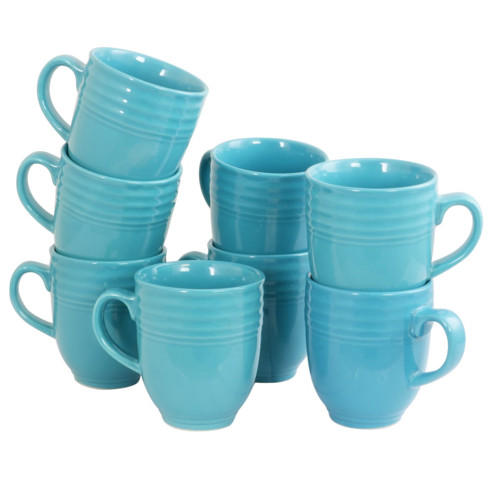 Gibson Plaza Cafe Mugs, 15 Oz, Turquoise, Set Of 8 Mugs MPN:995105036M